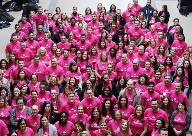 Skyline Employees all in pink