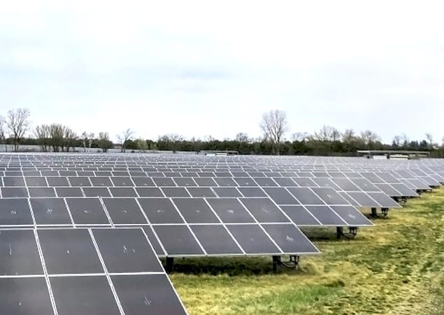 Solar panels in a field