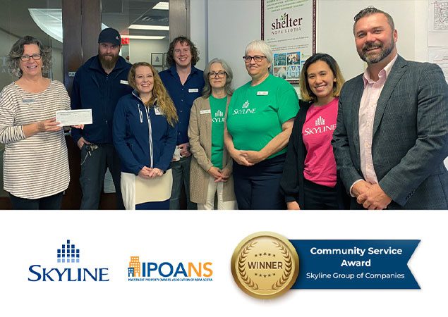 Skyline Group of Companies won the 2023 Community Service award from the Investment Property Owners Association of Nova Scotia (IPOANS).