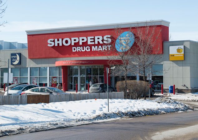 Exterior of Shoppers Drug Mart store at 2211 Pembina Highway in Winnipeg, Manitoba