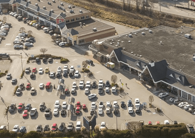 Aerial Image of Beverly Corners, retail plaza in Duncan BC