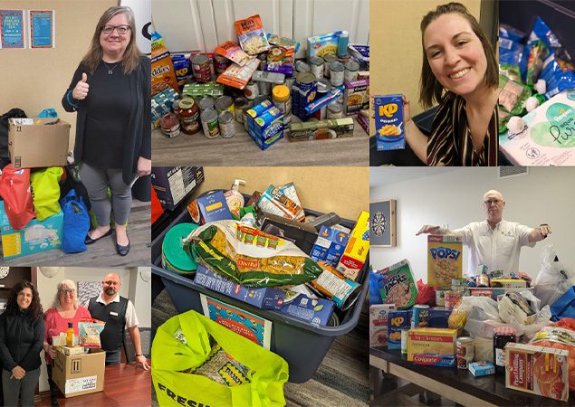 Skyline staff drop off food donations at local food banks.