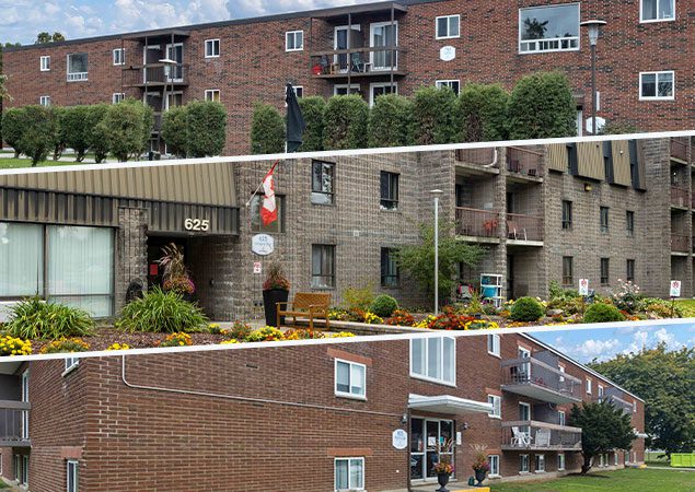 Exterior of apartment buildings in Cornwall, Ontario