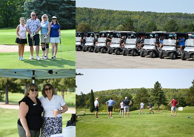 A collage of pictures from a golf tournement